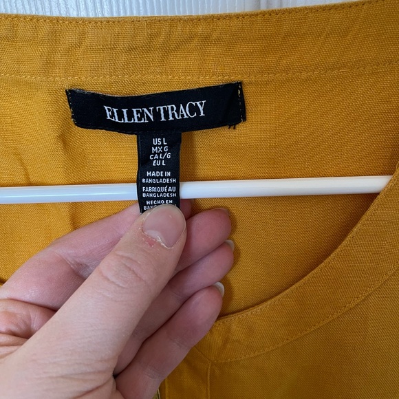 Ellen Tracy | Size Large | Mustard Yellow Linen Blouse | - Picture 6 of 7